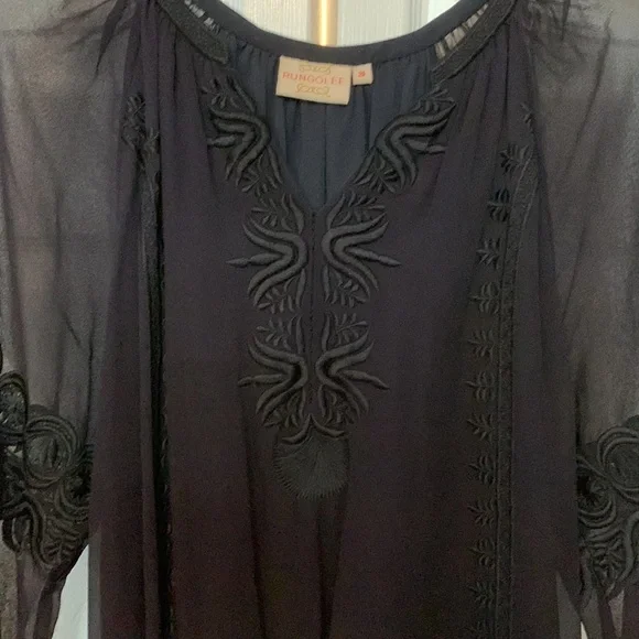 Rungolee Dark Navy Cocktail Dress, szS, fully lined chiffon embroidered dress. - Picture 1 of 9